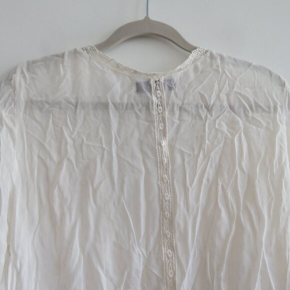 VINTAGE BUFFALO DAVID BITTON Sheer Lace Button Front Top White Y2K Fairy Size M - Picture 14 of 16